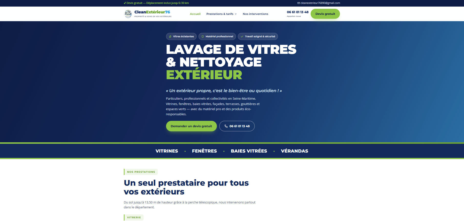 Aperçu du site vitrine cleanexterieur76.fr